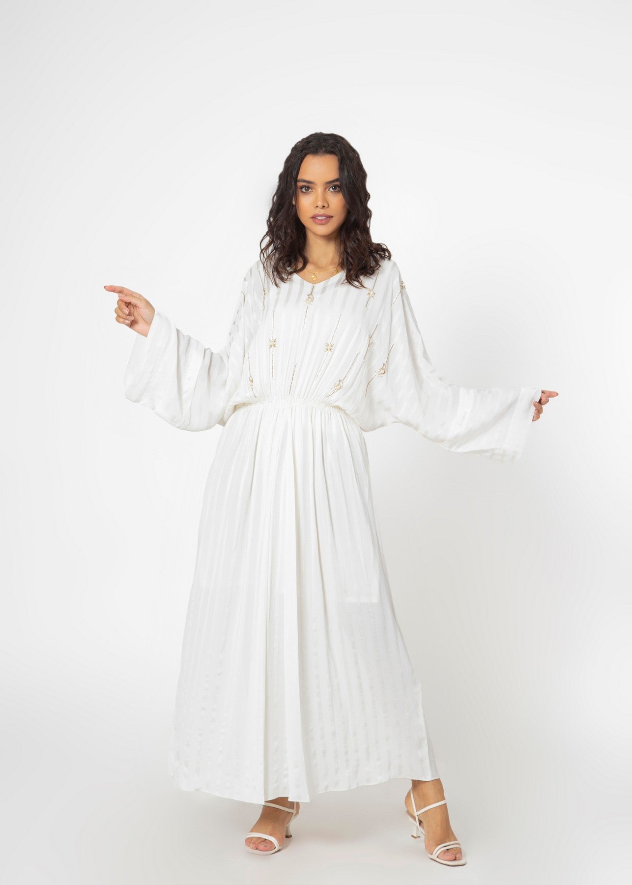 White cotton 2024 kaftan dress