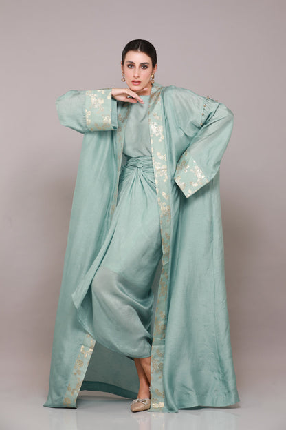 JAWAHARA OVERCOAT ABAYA WITH DRAPED CO-ORD & SHYLA
