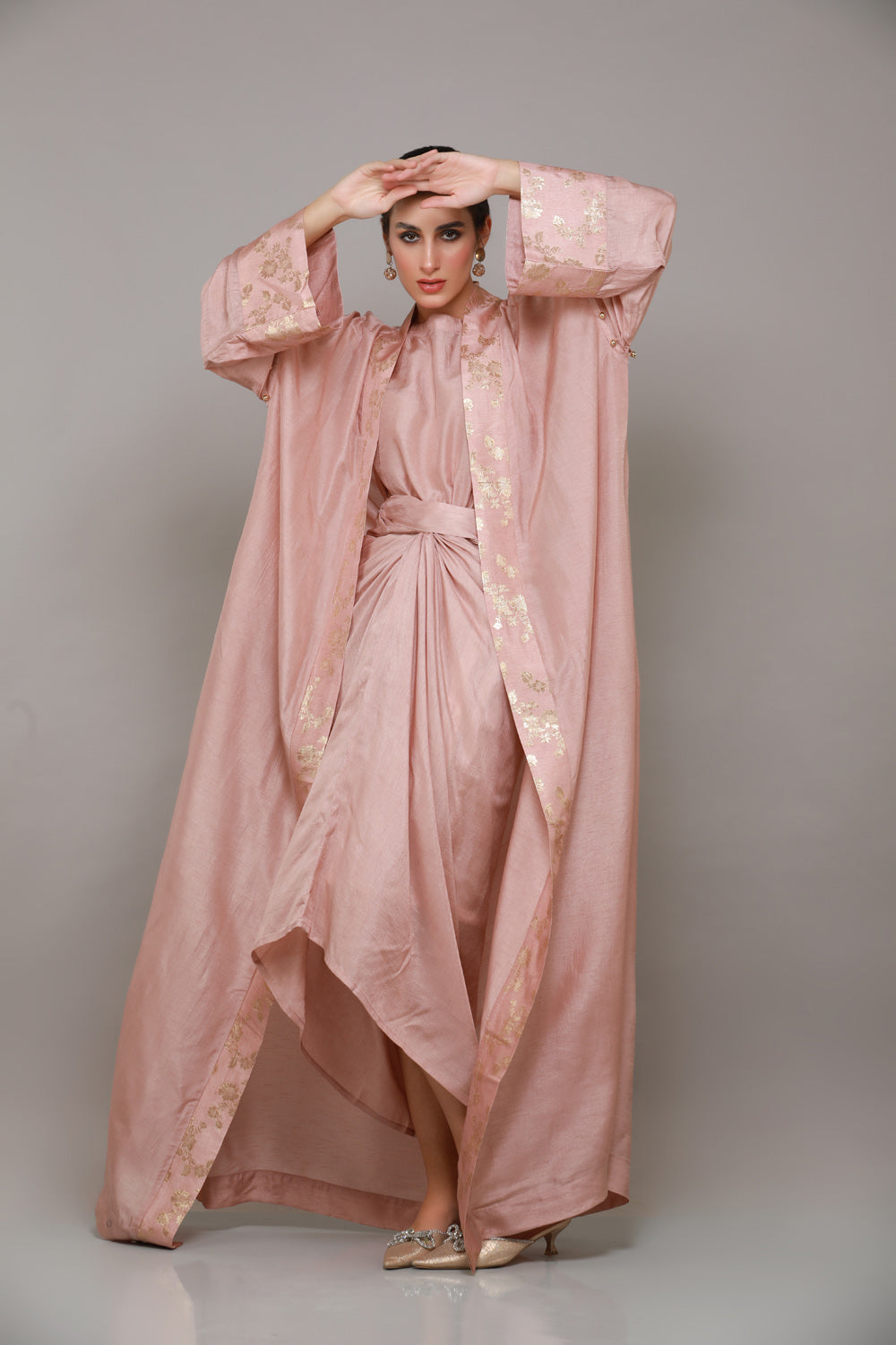 JAWAHARA OVERCOAT ABAYA WITH DRAPED CO-ORD & SHYLA