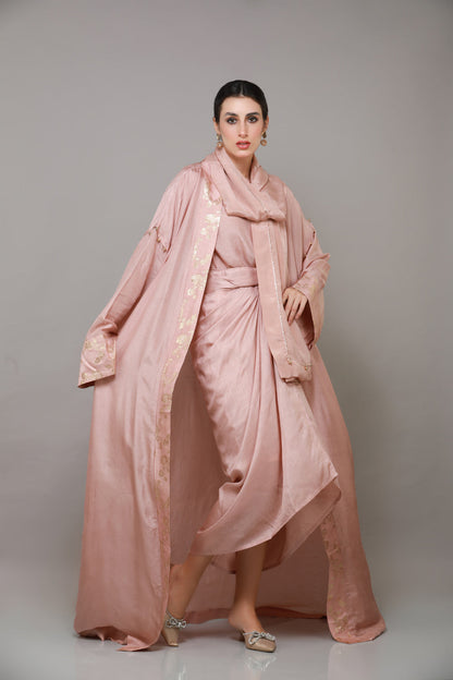 JAWAHARA OVERCOAT ABAYA WITH DRAPED CO-ORD & SHYLA