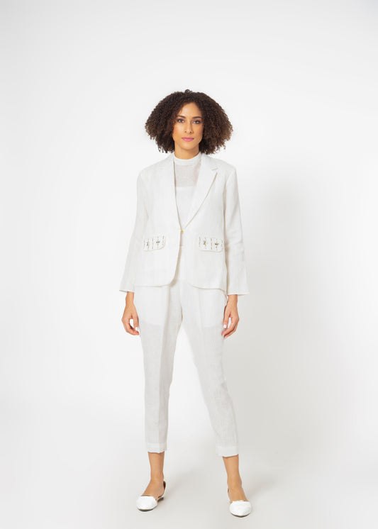 Celine Texture-blocked Jacket with Straight Pants freeshipping - House of THL - Live Your Feminity