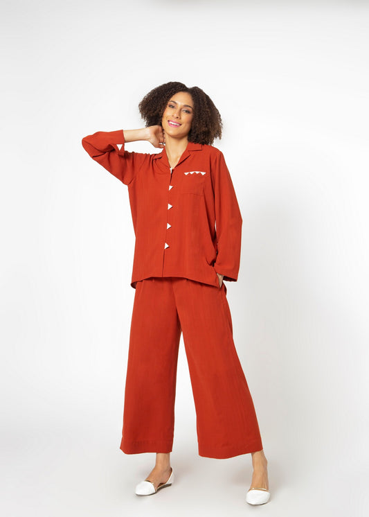Cerise Shirt Co-Ord Set | Co ord shirt and trousers freeshipping - House of THL - Live Your Feminity