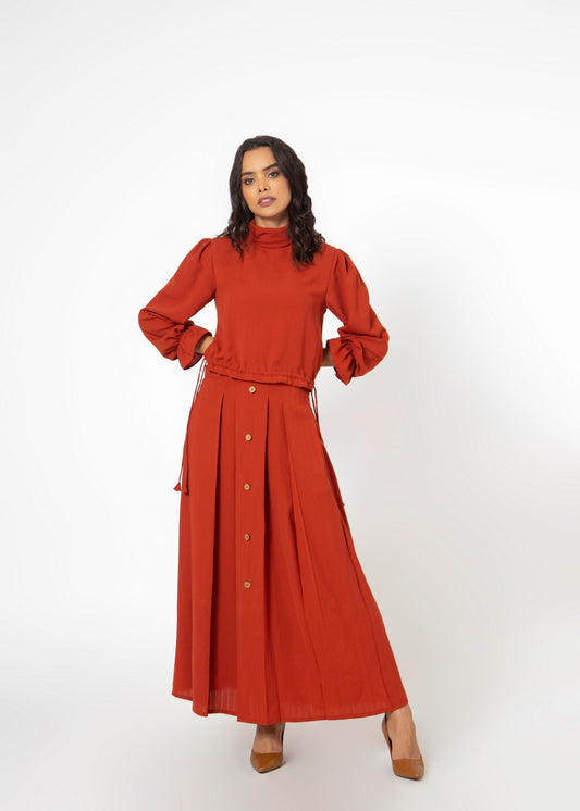 Cerise Blouse Skirt Set freeshipping - House of THL - Live Your Feminity