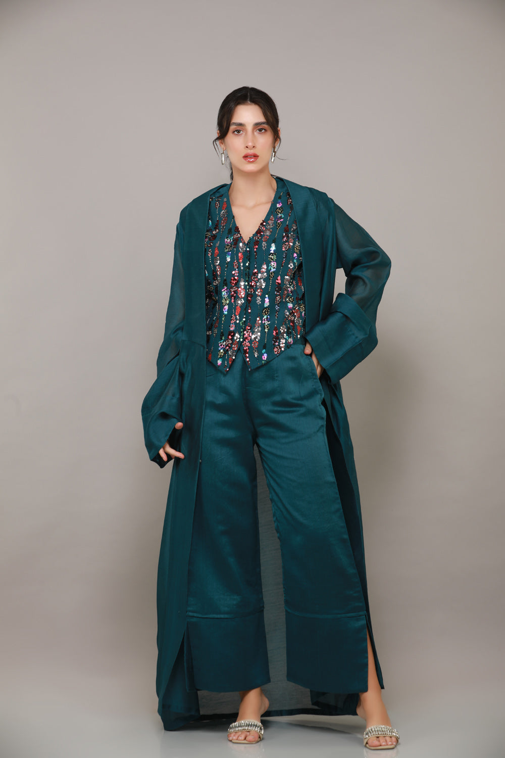 Dazle Overcoat Abaya with Co-ord & Shyla