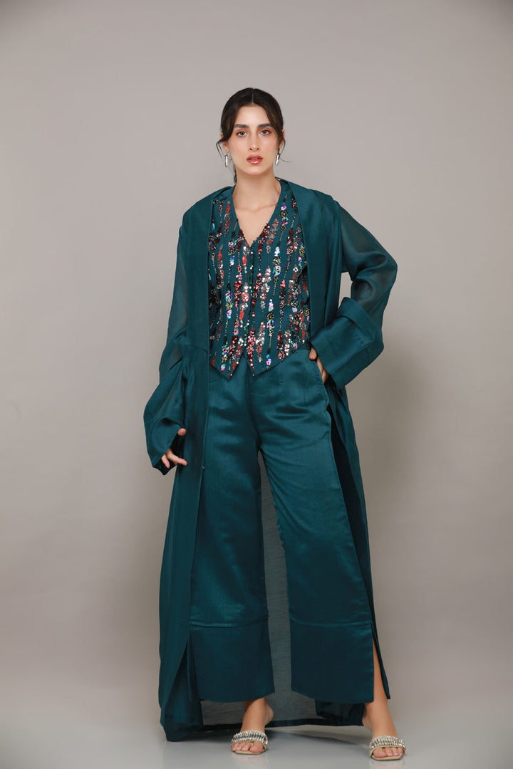 Dazle Overcoat Abaya with Co-ord & Shyla