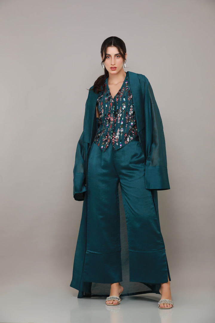 Dazle Overcoat Abaya with Co-ord & Shyla