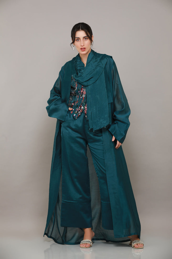 Dazle Overcoat Abaya with Co-ord & Shyla