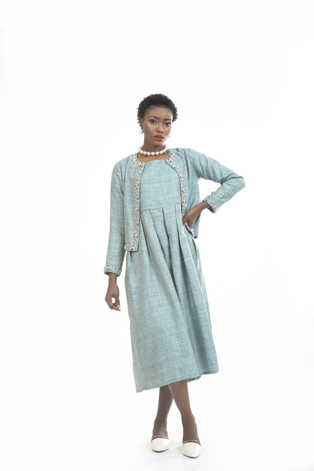 Elizabeth Front Open Jacket with Bouffant Dress
